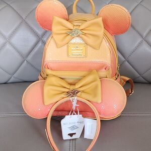 Disney Cruise Line Peach Ombre Ears & Loungefly Sequin Backpack DCL NEW